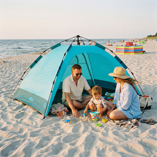 Nils Cort Camping Pop Up Albastru 200x145x115cm