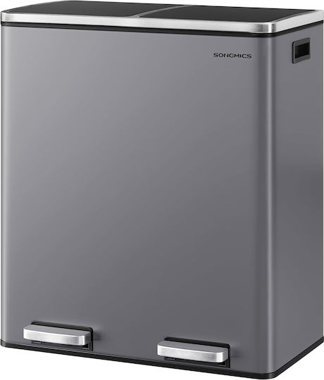 Songmics Coș de Reciclare din Oțel Inoxidabil 30l Gri