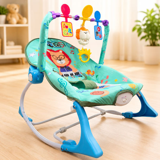 Salamandra Relax Electric Pentru Bebeluși Cu Muzică și Vibrație Albastru Pentru Copil Până La 18kg