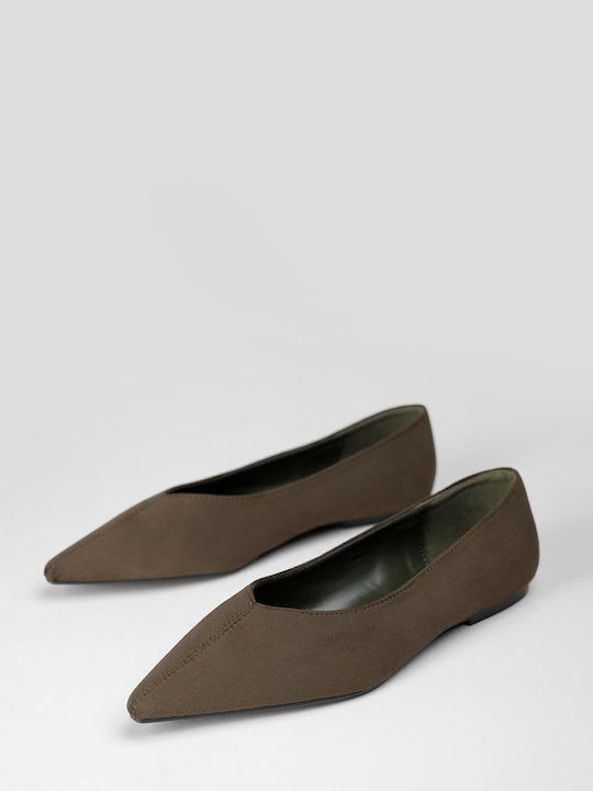 Super Mode Wildleder Damen Ballerinas Spitz zulaufend Braun