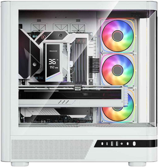 Modecom Volcano AQ100 Gaming Midi Tower Computer Case with Side Window and ARGB Lighting White