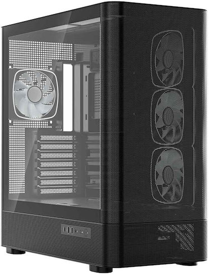 Modecom Volcano AQ300 Gaming Midi Tower Computer Case with Side Window and ARGB Lighting Black