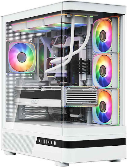 Modecom Volcano AQ100 Gaming Midi Tower Computer Case with Side Window and ARGB Lighting White