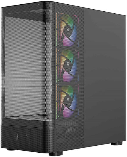 Modecom Volcano AQ300 Gaming Midi Tower Computer Case with Side Window and ARGB Lighting Black