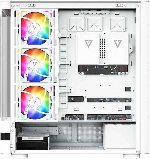 Modecom Volcano AQ100 Gaming Midi Tower Computer Case with Side Window and ARGB Lighting White