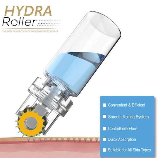 Δερματολογικός Κύλινδρος Hydra Roller Επαναγεμιζόμενη Φιάλη Δερματική Μεταφορά Ορών 64 Βελόνες Τιτανίου Βάθος 0,50 Mm 10 Ml