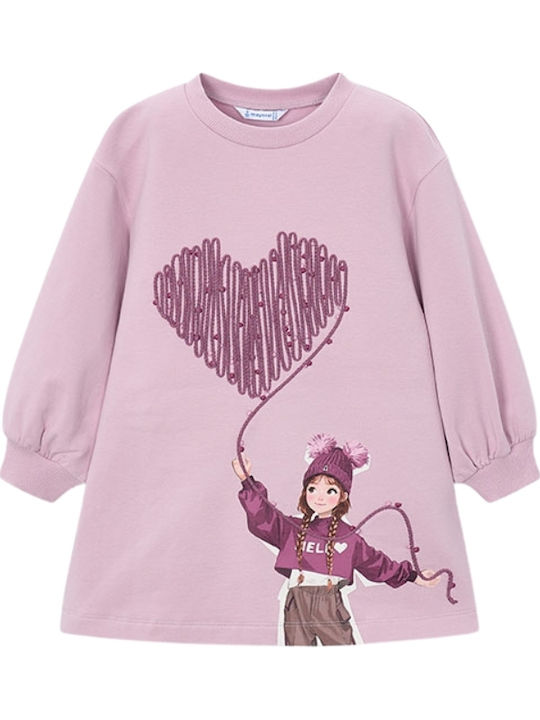 Heart Girls Dress Sweatshirt Long Sleeve Sap Green