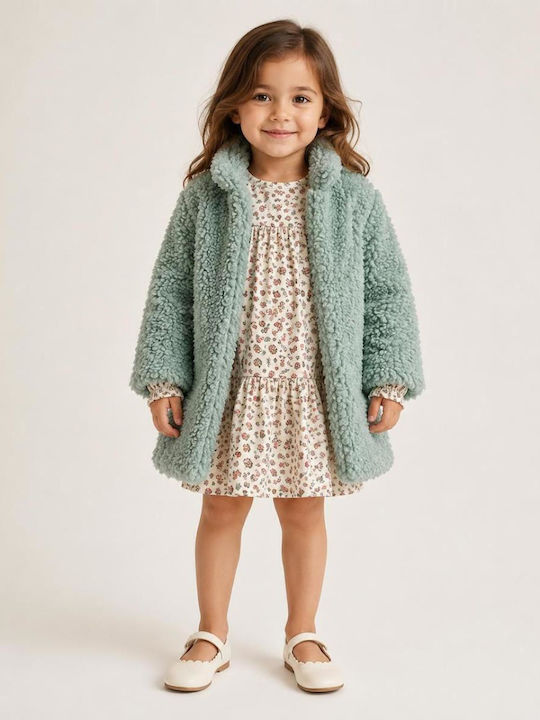 Girls Dress Set with Coat Green