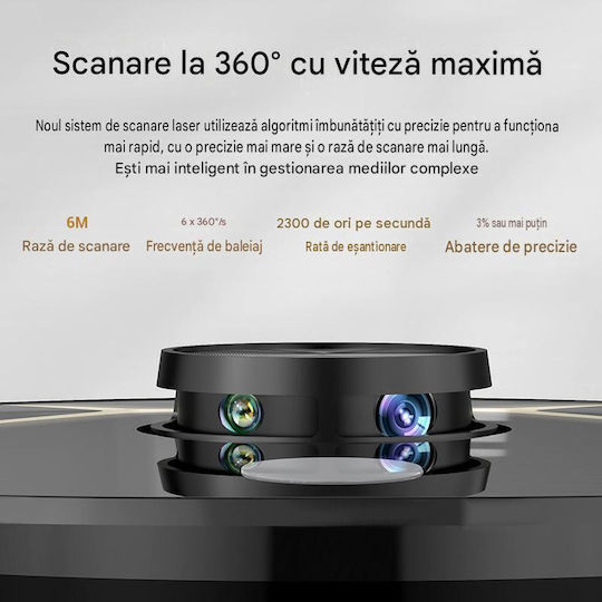 SmartClean A8S Aspirator Robot cu Cartografiere Laser și Putere de Aspirație 4500Pa Albă