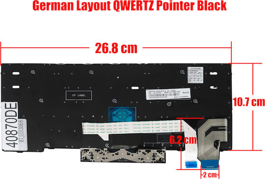 Tastatură Germană Pentru Laptop Lenovo Thinkpad X280 20kf 20ke X390 20q0 20sc A285 20mw 20mx X395 20nl 20nm L13 Yoga 20r5 20r6 Gen 2 20vh X13 20t2 20t3 01yp080 De Pointer Negru Cod.40870de