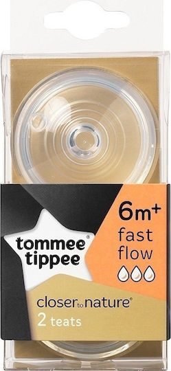 Tommee Tippee Closer To Nature Tetine din Silicon de Flux Rapid pentru 6+ luni 2buc