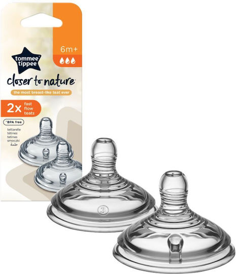 Tommee Tippee Closer To Nature Tetine din Silicon de Flux Rapid pentru 6+ luni 2buc