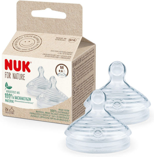 Nuk For Nature Silicone Baby Bottle Teats Medium Flow for 0+ months 2pcs