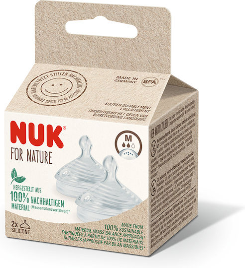 Nuk For Nature Silicone Baby Bottle Teats Medium Flow for 0+ months 2pcs