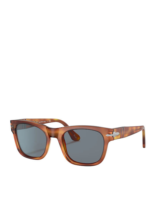 Persol Унисекс Слънчеви Очила с Кафяв Костенурков Пластмасов Рамка и Черен Стъкло
