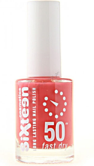 Sixteen Cosmetics 50 No 718 Glossy Nail Polish Quick Dry Coral 11ml