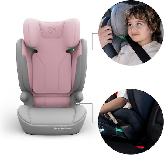Kinderkraft I-Spark 2 Plus Столче за кола с висока облегалка i-Размер Розов