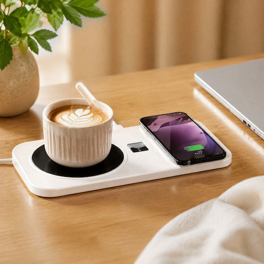 Heated Mug Holder Wireless Phone Charging Wood