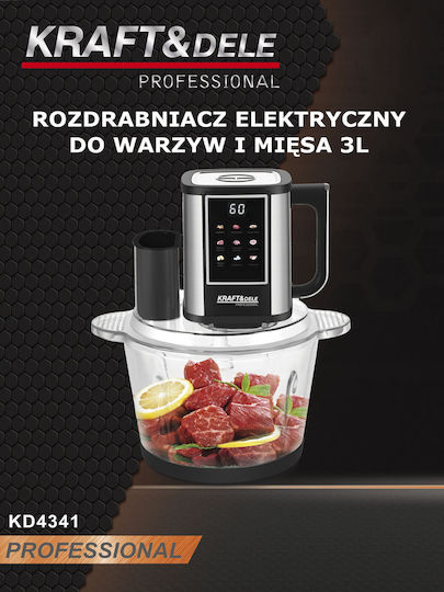 Kraft & Dele Mini Tocatoare 550W cu Recipient 3lt Gri