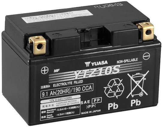 Yuasa Затворен тип Мотоциклетна батерия YTZ10S 190Спецификация с капацитет 9.1Ах YTZ10S-