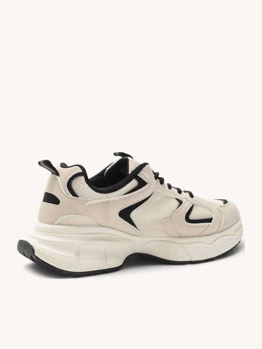 Beige Chunky Sneakers Mesh Mit Mehrlagigen Verzierungen