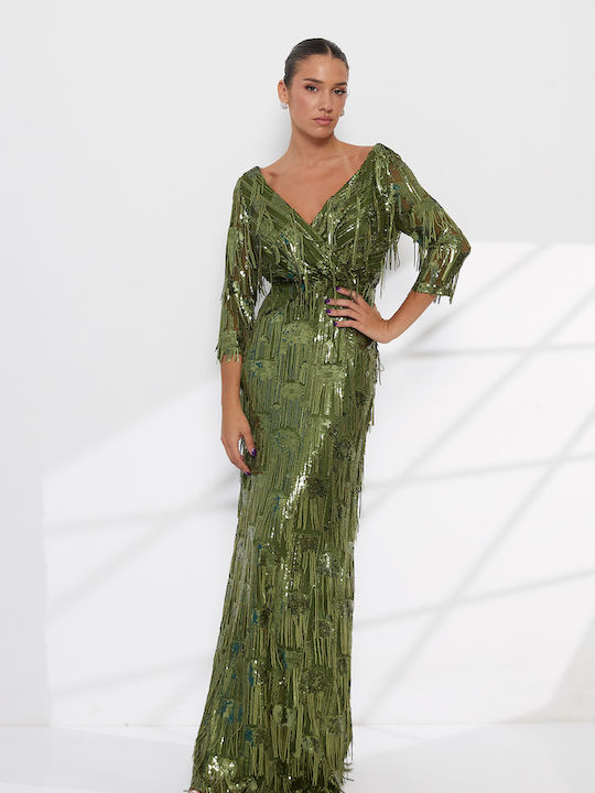 Summer Maxi Evening Shirt Dress Khaki
