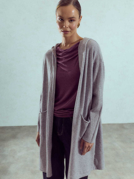 Celestino Women's Long Cardigan Hooded Loose Fit Gray