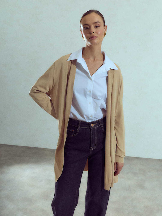 Celestino Women's Cardigan Pockets Dark Beige