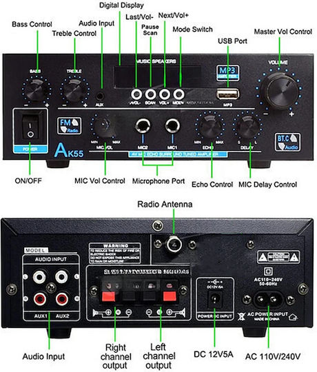 Ενισχυτής Karaoke AK55 331876 Μαύρος