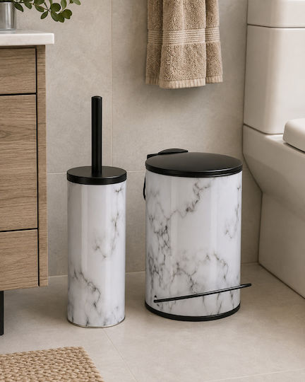 Eurocasa Metallic Set Bathroom Trash Can and Basket Soft Close 3lt Black