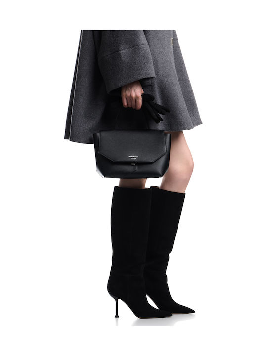 Damentasche Leder Handtasche / Schulter Wildleder Schwarze