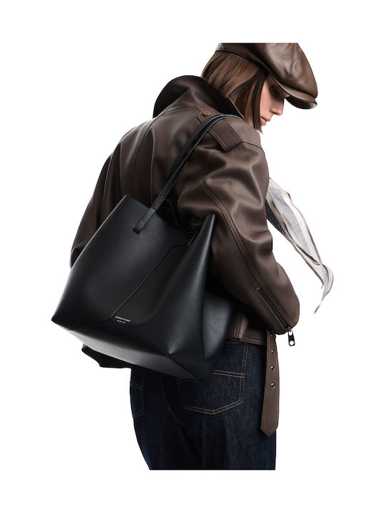 Leder Damen Shopper Tasche Wildleder Schwarze