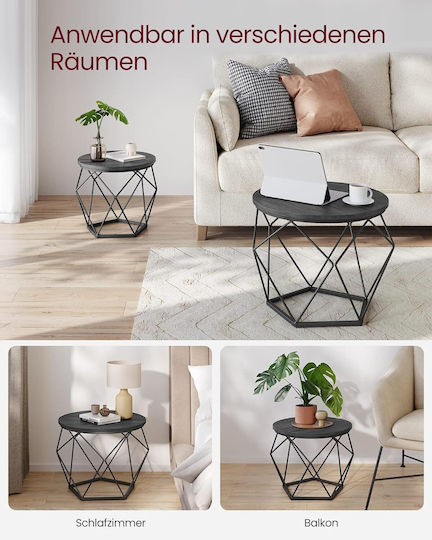 Masă laterală rotundă din lemn masiv Black 2 buc M50xL40xÎ40cm