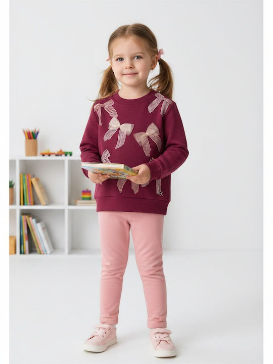 Nek Kids Wear Kids Set with Pants Winter 2 Pieces Magenta Pink