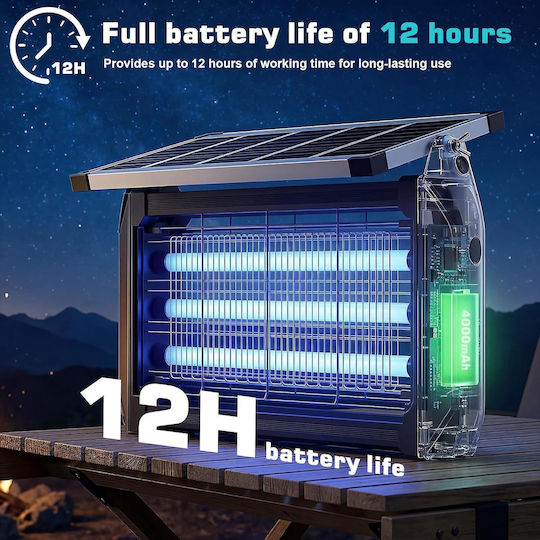 Lampa Aparat Electric Anti-Insecte Solar cu Grilaj de Înaltă Tensiune 10W