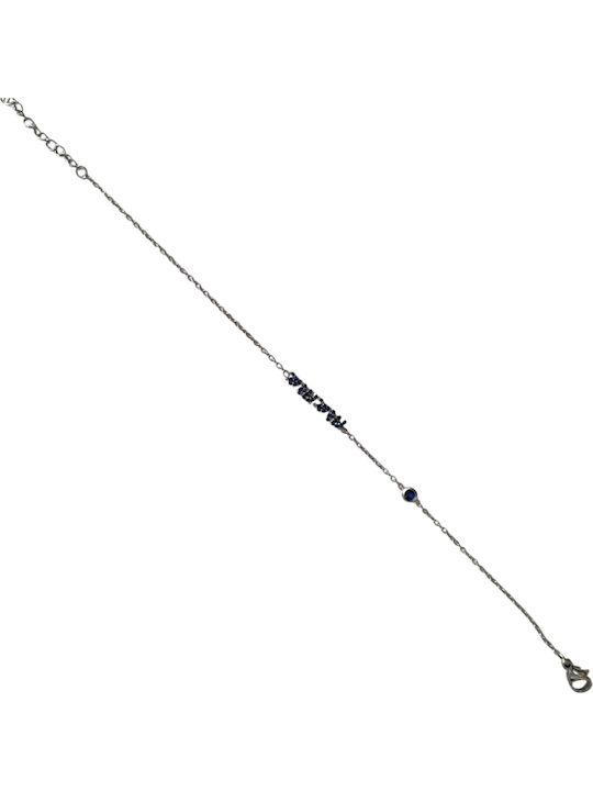 Kalliopi Silver Women's Chain Bracelet with Mum Design Made of Steel with Zircon 21cm