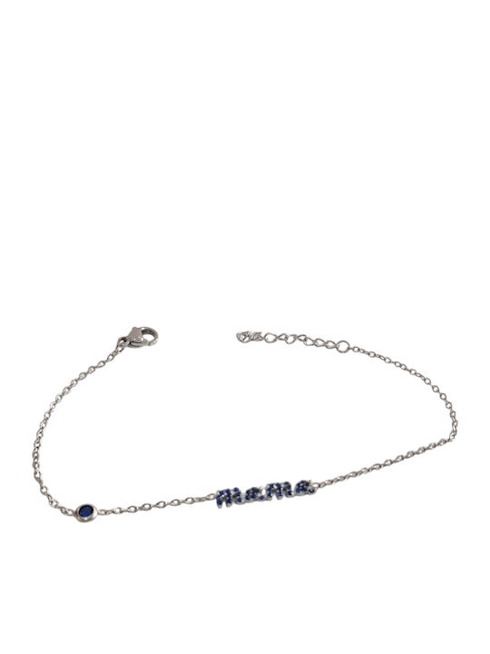Kalliopi Silver Women's Chain Bracelet with Mum Design Made of Steel with Zircon 21cm