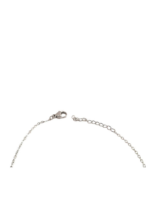Kalliopi Silver Γυναικείο Βραχιόλι Αλυσίδα με σχέδιο Καρδιά από Ατσάλι με Ζιργκόν 21cm