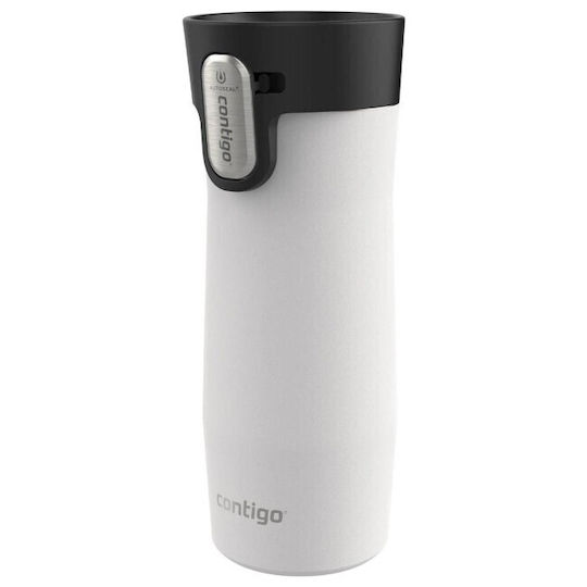 Contigo West Handled Tumbler Θερμός Ανοξείδωτο 470ml Λευκό Ματ με Καλαμάκι και Λαβή