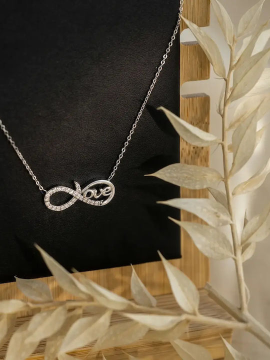 Halskette Unendlichkeit aus Weißgold 9K mit Zirkon