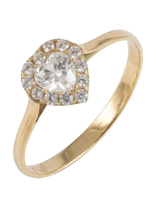 Damentagring mit Zirkon aus Gold 9K
