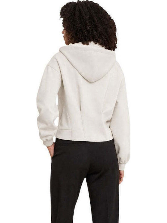 Long Women's Sweatshirt Cardigan Hooded Beige