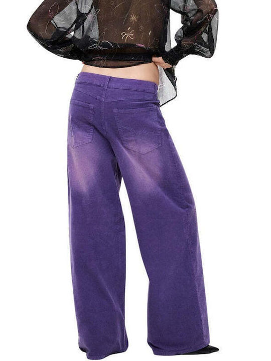 Pantaloni Jean de damă în Linie Wide Violet