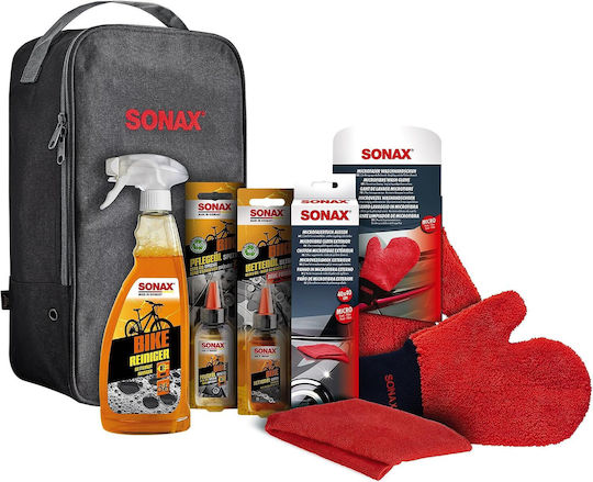 Sonax Kit de curățare pentru îngrijirea bicicletei Geantă de transport Set complet Soluții de curățare Accesorii Biciclete Biciclete electrice Degresare Protecție Lanț Cadru Transmisie