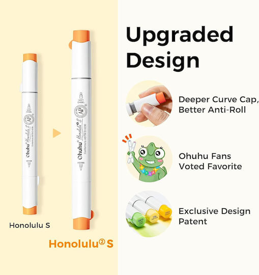 Ohuhu Honolulu² S Culori Vibrante Markere de Desen Alcool 4mm Profesionale Set 48 Culori