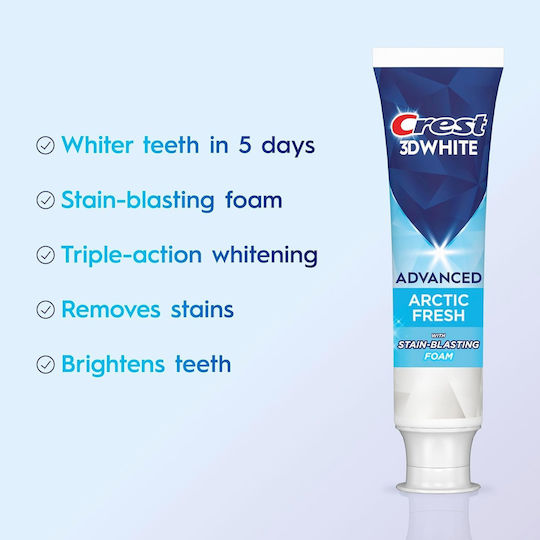 Crest 3D White Advanced Arctic Fresh Toothpaste for Whitening, Cavities & Plaque 3x93ml93gr
