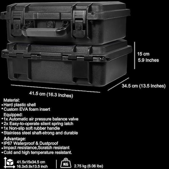 Lekufee Husă De Transport Neagră Din Plastic Pentru DJI Mavic 3 Pro / Mavic 3 / Mavic 3 Classic / Mavic 3 Cine 41.5x15x34.5cm
