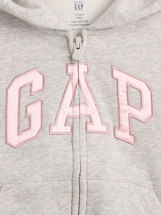 Fleece Kinder-Sweatshirt Strickjacke mit Kapuze Grau