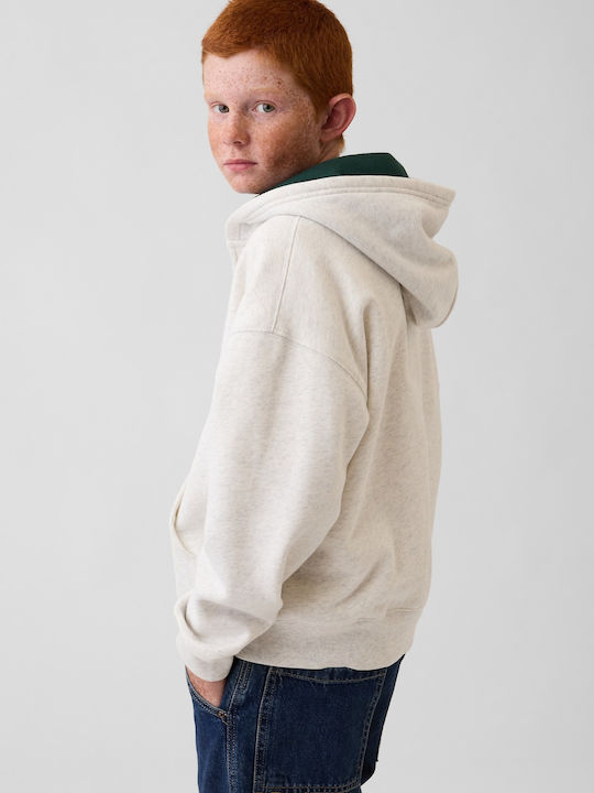 Kids Sweatshirt Cardigan With Hood And Pockets Pale Heather Grey