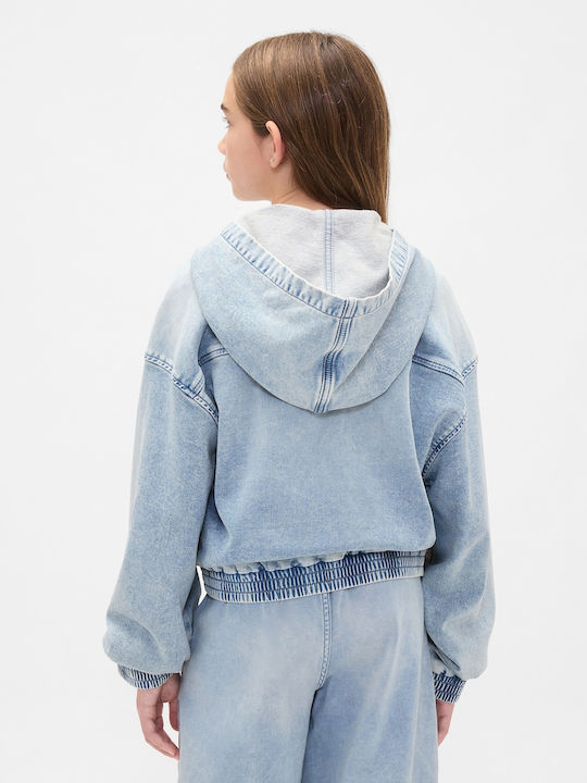 Kids Hooded Sweatshirt Cardigan Light Wash